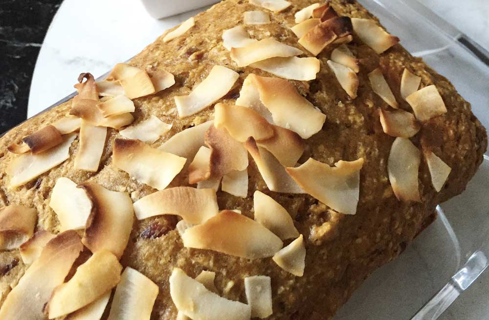 Date and Coconut Loaf made with Coconut Oil